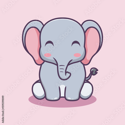 Cute elephant vector illustration. Animal cartoon style.