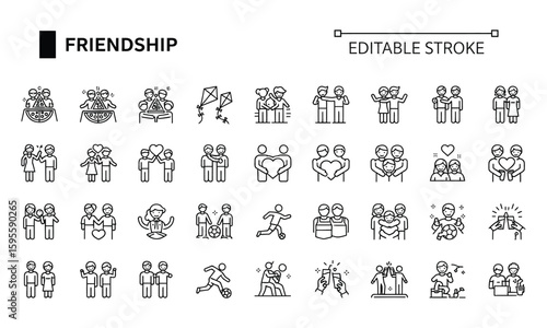 Friendship icons showing people together vector