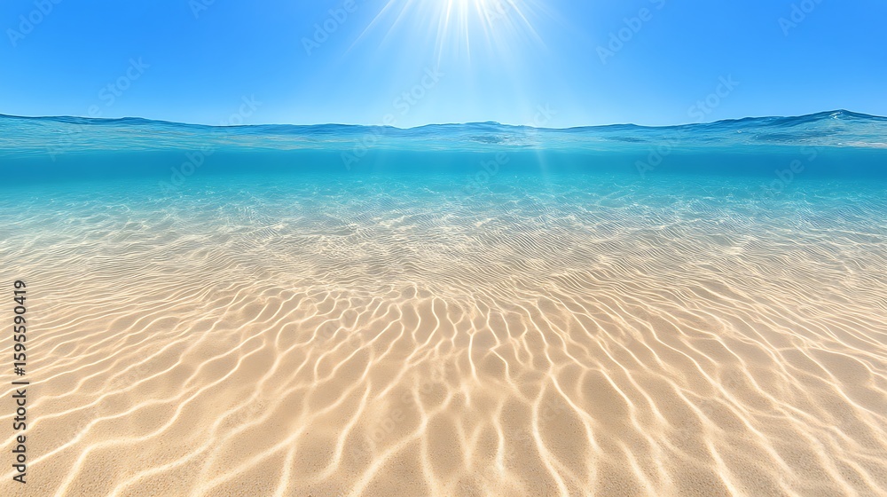 Obraz premium Sunny beach scene with clear shallow water.