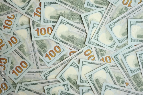 Big amount of american USD hunderd dollar bills banknotes close up