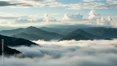 Wallpaper Mural Mountain range above cloud sea landscape sunrise Torontodigital.ca