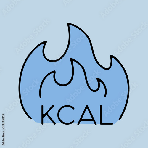Kcal fire vector icon. Calorie burn, fat burning