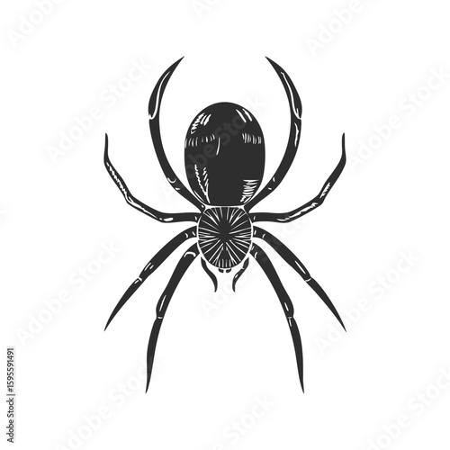 Spider Silhouette Illustration. Arachnid Symbolism And Nature Representation Isolated Vector Illustration