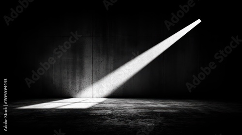 Monochromatic Light Beam Illuminating a Dark Concrete Room