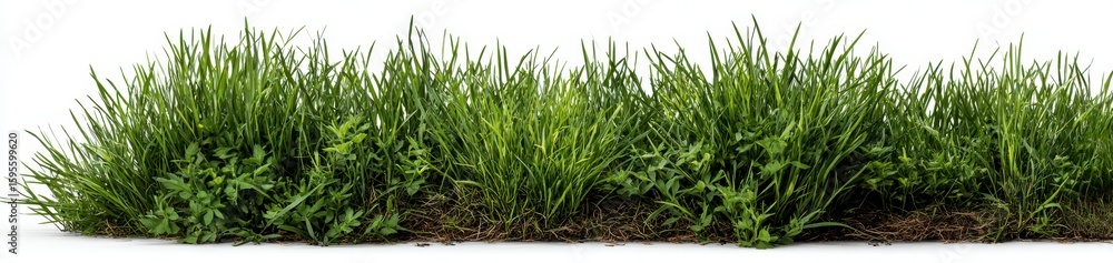 Fototapeta premium Patch of Green Grass and Soil