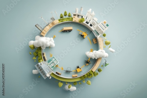 Eco-Friendly Industrial Process Circular Economy Concept