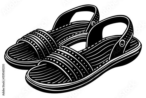 Stylish black sandals with straps and open heel design  