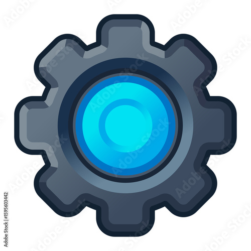 Cartoon Gear Icon – Settings or Mechanical Cog Symbol for Game UI or App