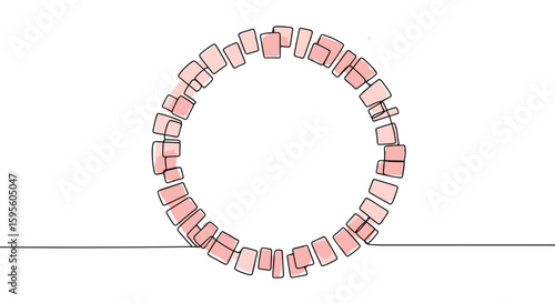 Gestalt psychology circle made of broken pieces – symbolizing wholeness despite fragmentation, abstract one line doodle watercolor vector illustration

