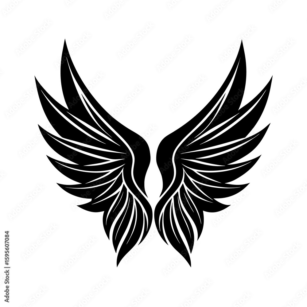 Obraz premium Abstract Black Wings Silhouette Vector Set