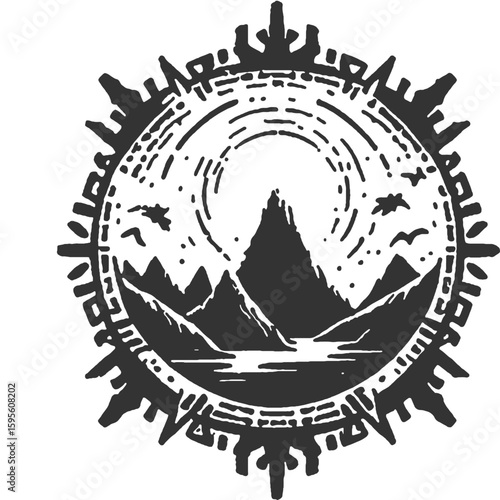 Gasping Earth Vintage Illustration Vector