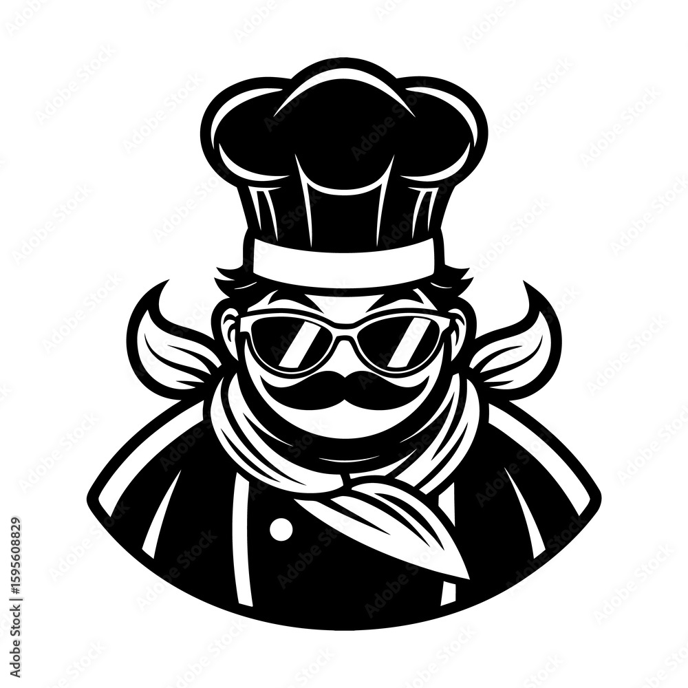 Fototapeta premium Cool Chef Mascot With Sunglasses And Chef Hat Vector