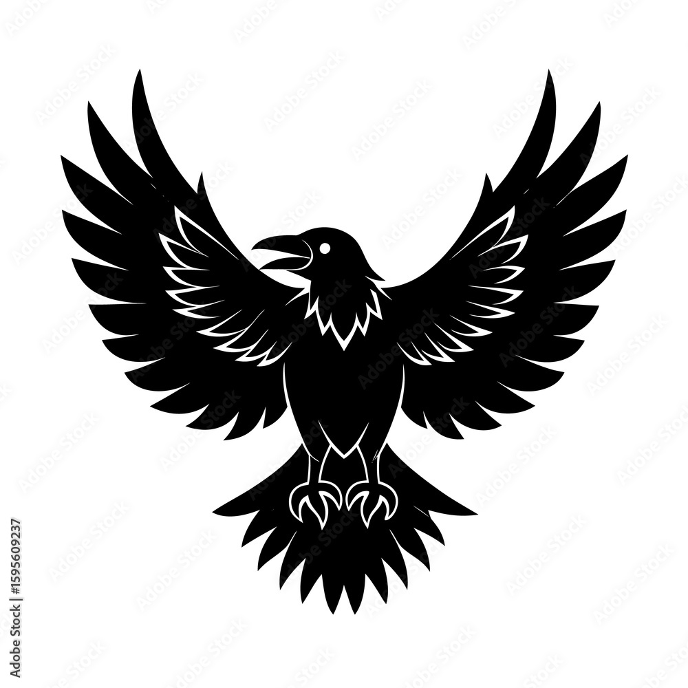 Obraz premium Crow Black Wings Silhouette Vector Set