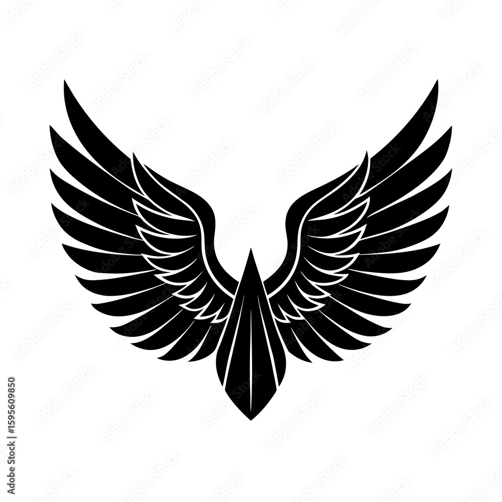 Obraz premium Eagle Black Wings Silhouette Vector Set