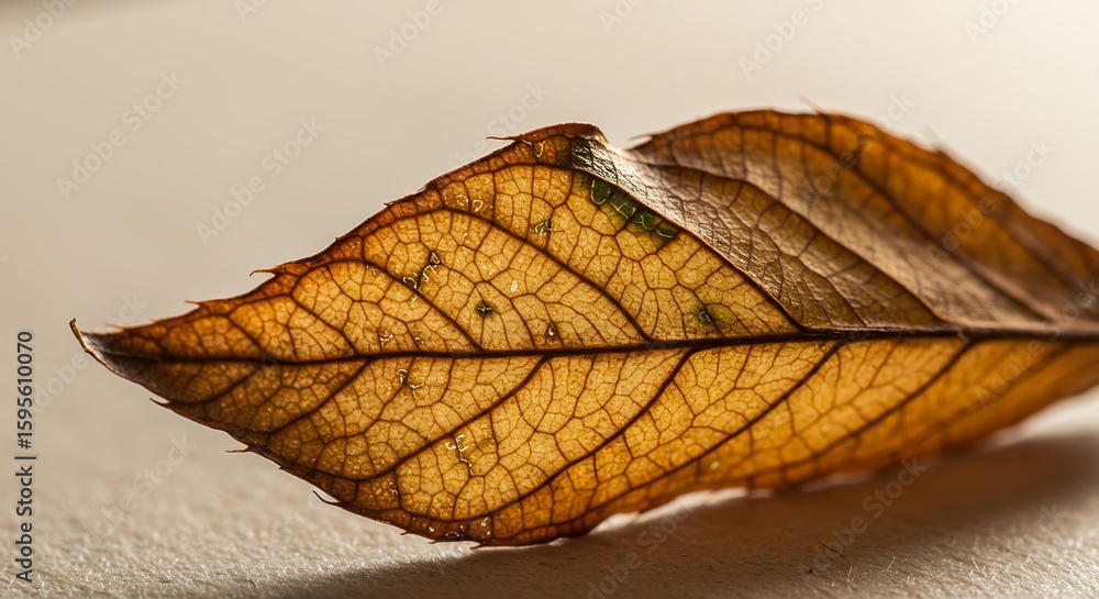 Obraz premium Close up of a dry autumn leaf with intricate veins