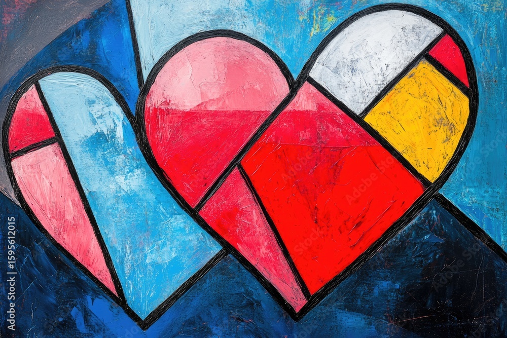 Fototapeta premium Abstract hearts intertwined, vibrant colors