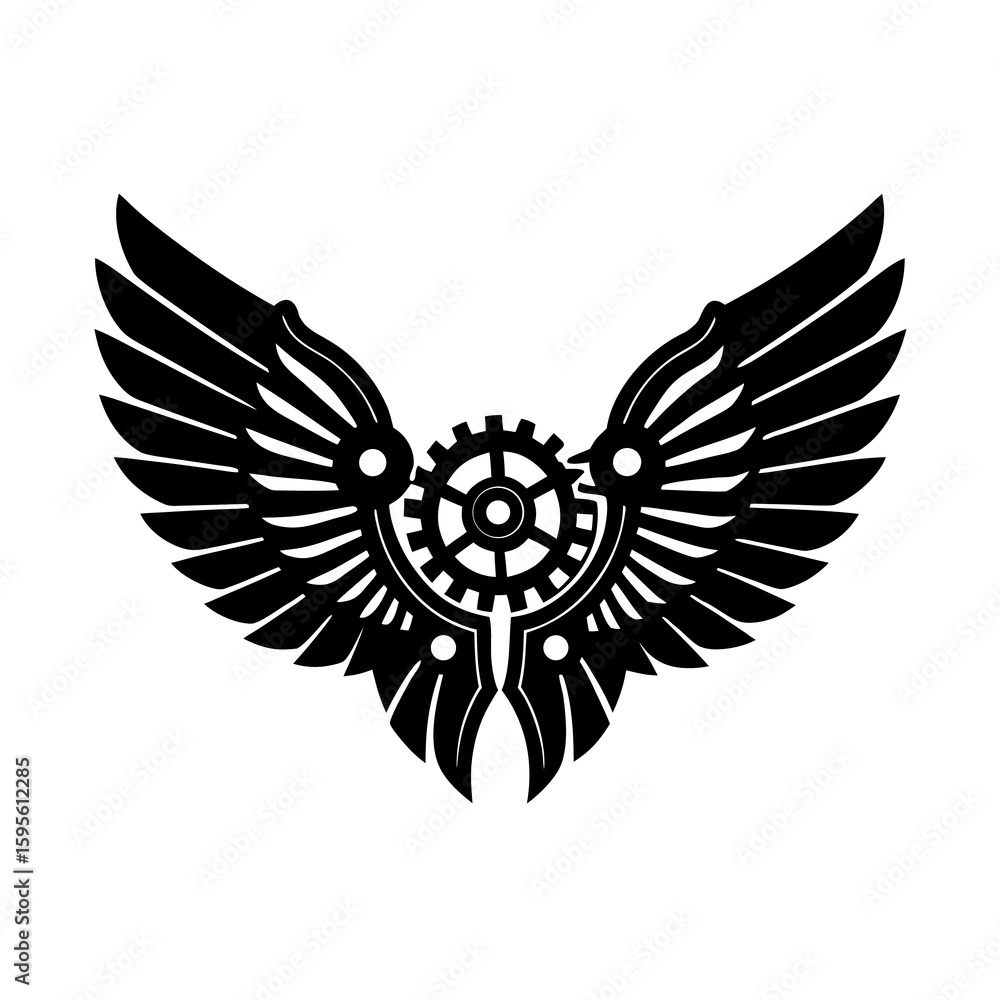 Obraz premium Mechanical Black Wings Silhouette Vector Set