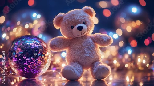 Wallpaper Mural Bear surrounded by festive lights and sparkling decorations Torontodigital.ca