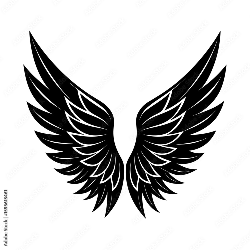 Obraz premium Realistic Black Wings Silhouette Vector Set