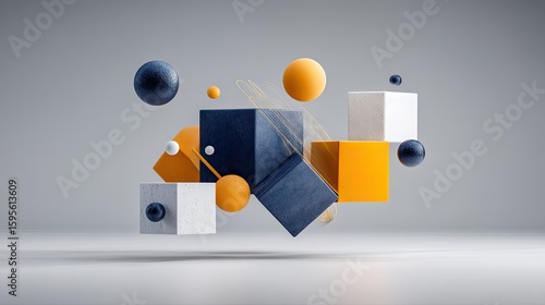 Wallpaper Mural Geometric shapes in various colors and sizes floating in space. Torontodigital.ca