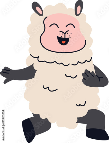 Happy Cartoon Sheep Character