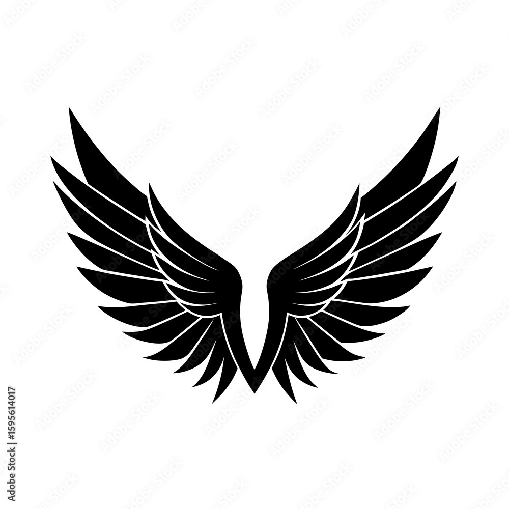 Obraz premium Sharp Edge Black Wings Silhouette Vector Set