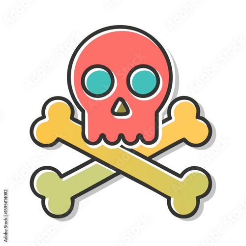 skull and crossbones, skull and crossbones, crossbones and skull death flat vector icon for apps and games, skull