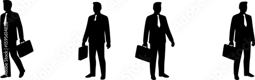 Black flat silhouette vector icon Businessman holding a briefcase
