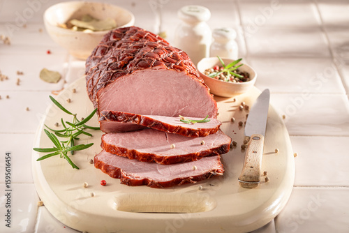 Φωτογραφία Healthy cured ham made of pork meat.