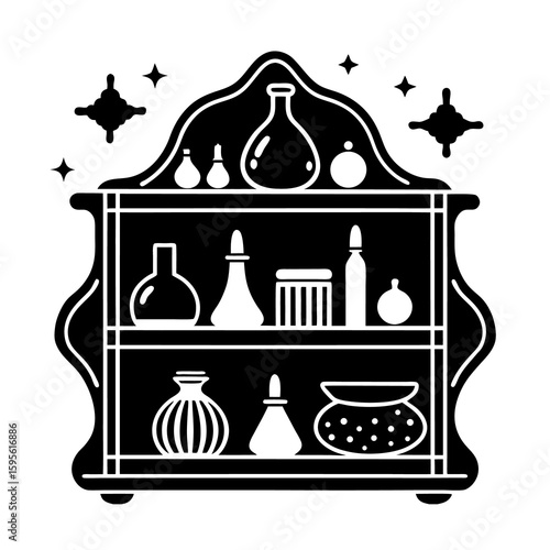 Witchs Potion Shelf Vector