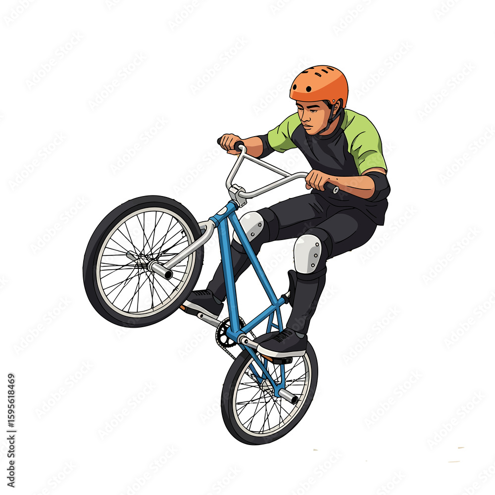 Naklejka premium BMX Rider Doing a Wheelie