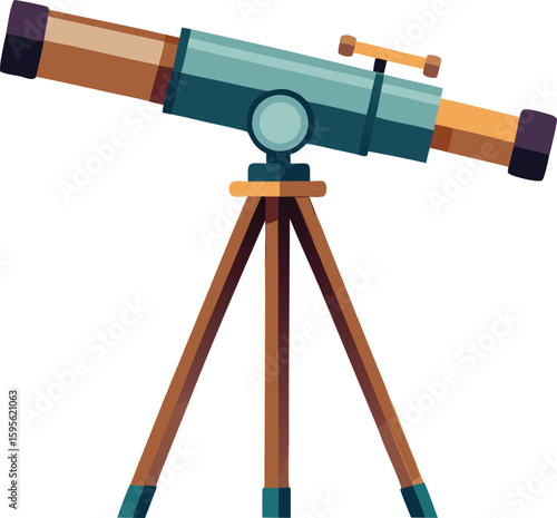 telescope on tripod flat illustration 