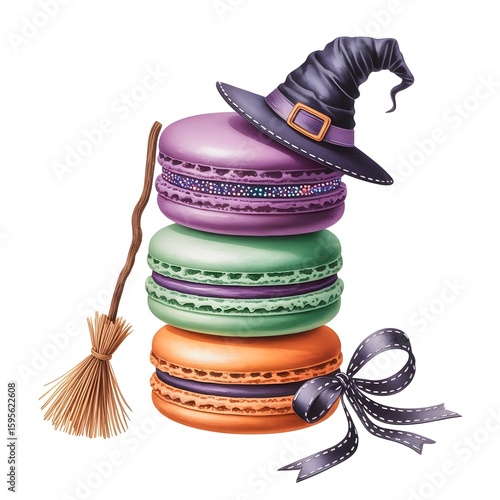 colorful macaroons isolated on white