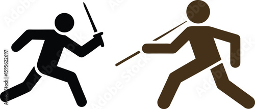 Fighting with sward silhouette 
