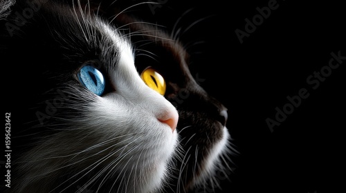 Close-up profile of a cat with striking eyes.