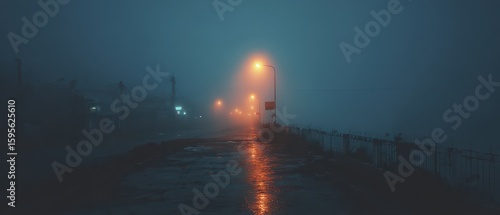 Wallpaper Mural Foggy night walk along a dimly lit street Torontodigital.ca