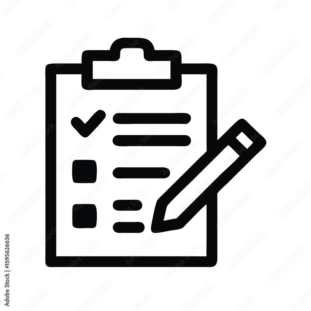 Checklist icon vector illustration for task management and planning with pencil and check mark symbol Checklist icon vector illustration for task management and planning with pencil and check mark symbol