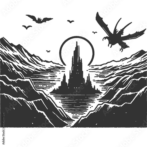 Labyrinth of Memory Vintage Illustration Vector