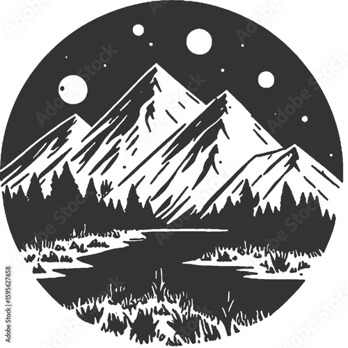Labyrinth of Memory Vintage Illustration Vector