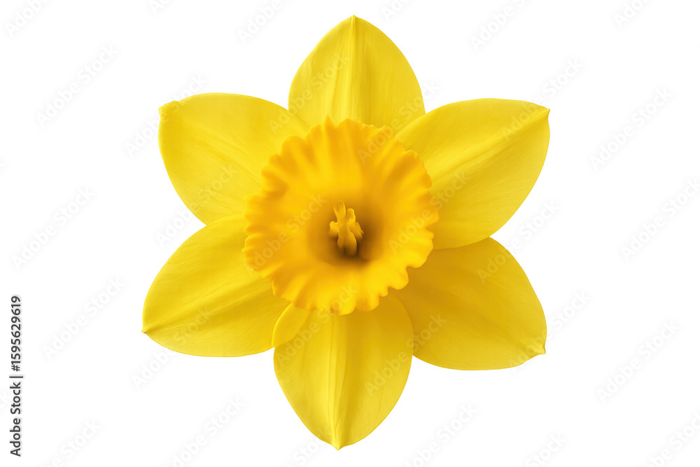 Close-up of a yellow daffodil blooming, isolated on a transparent background, perfect for spring projects Close-up of a yellow daffodil blooming, isolated on a transparent background, perfect for spring projects