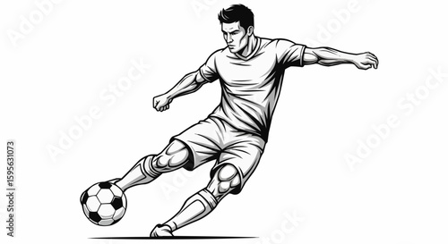 Soccer player kicking ball