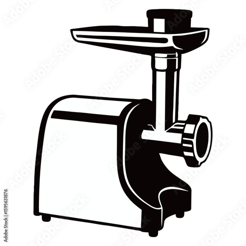 silhouette image of meat grinder machine with transparent background
