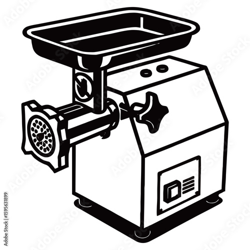 silhouette image of meat grinder machine with transparent background