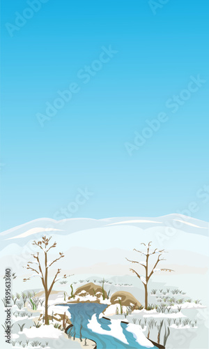 view of a wild water source in winter