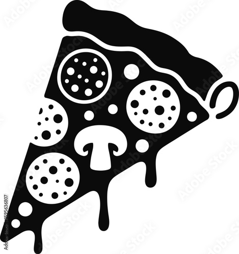 Pizza Slice Icon – Melting Cheese and Topping Vector Illustration