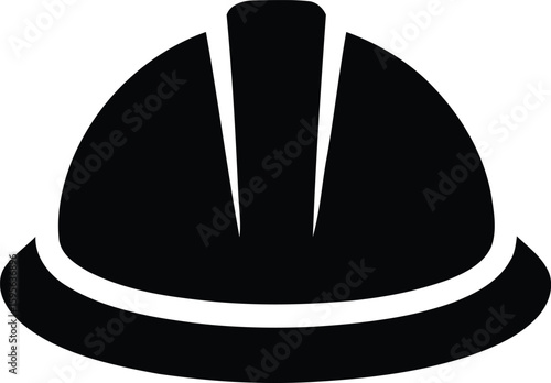Black Silhouette of a Hard Hat Safety Helmet for Construction and Industrial Work
