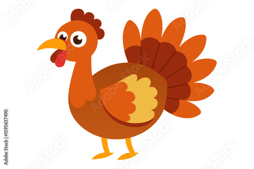 Funny cartoon vector illustration of farm poultry with a rooster, hen, turkey, duck, and goose
