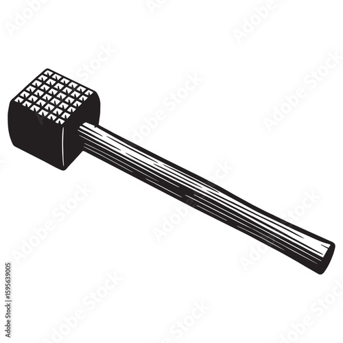 silhouette image of meat hammer tenderizer with transparent background