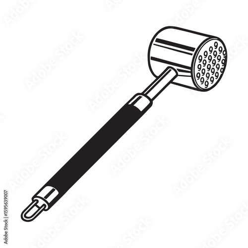 silhouette image of meat hammer tenderizer with transparent background