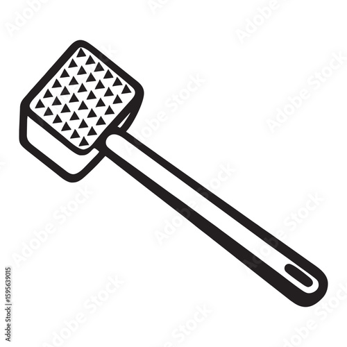 silhouette image of meat hammer tenderizer with transparent background